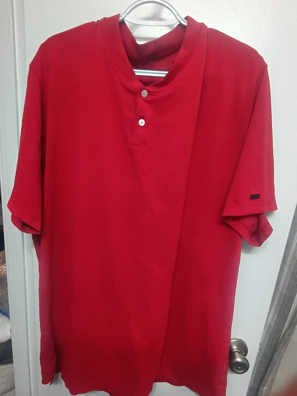 Nike Red Short-Sleeve Henley Polo